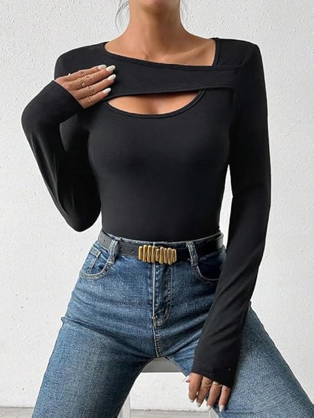 Bold Chic Cutout Slim Fit Ribbed Top